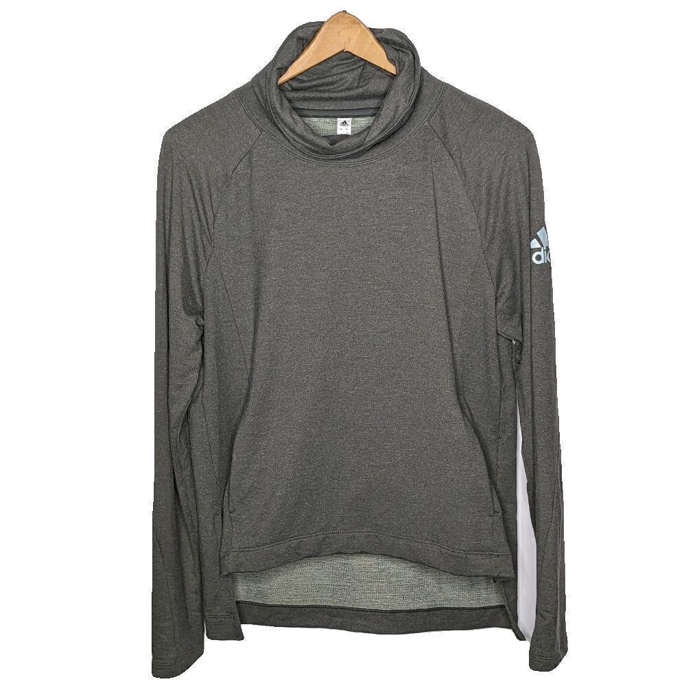 Adidas Cosy Cover Up Cowl‎ Neck Hoodie Raglan Sleeve Athletic Gray Size M